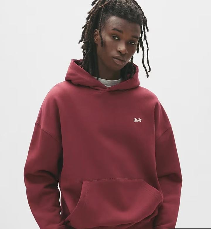 Pull&Bear STWD embroidered logo hoodie in burgundy