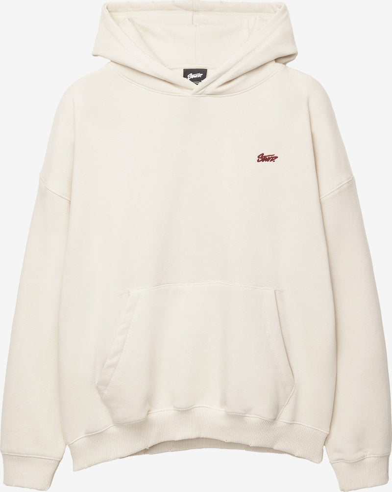 Pull&Bear STWD embroidered logo hoodie in white