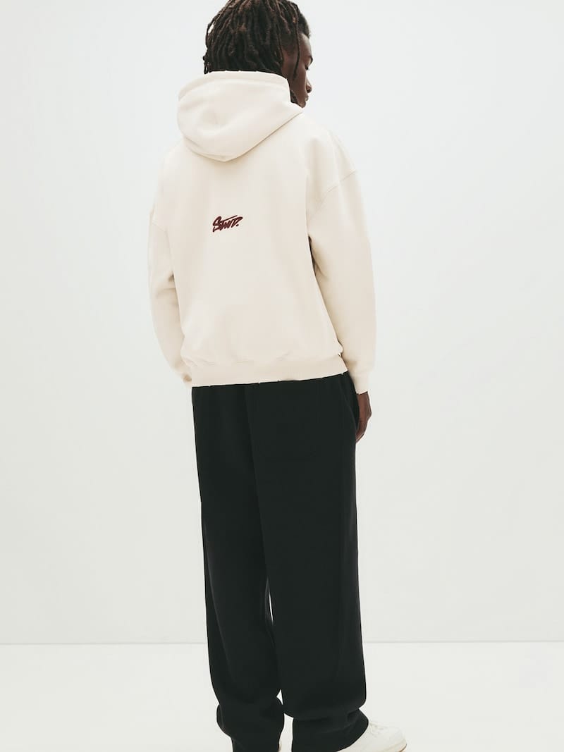 Pull&Bear STWD embroidered logo hoodie in white