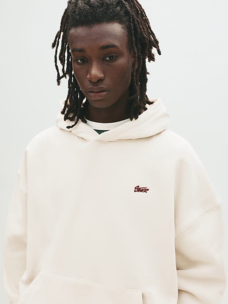 Pull&Bear STWD embroidered logo hoodie in white