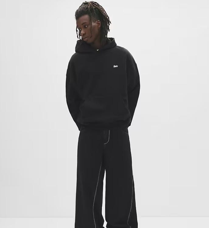 Pull&Bear STWD embroidered logo hoodie in black