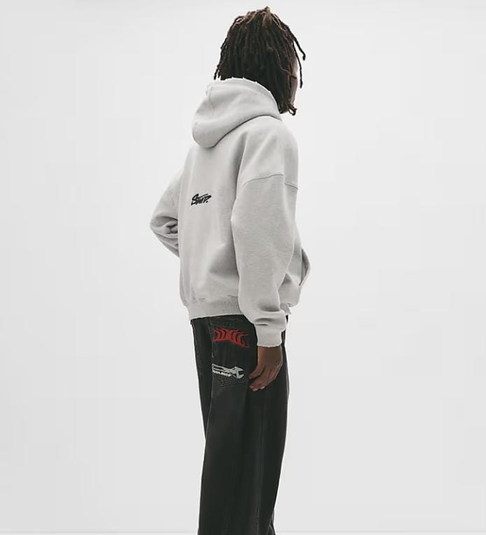 Pull&Bear STWD embroidered logo hoodie in grey