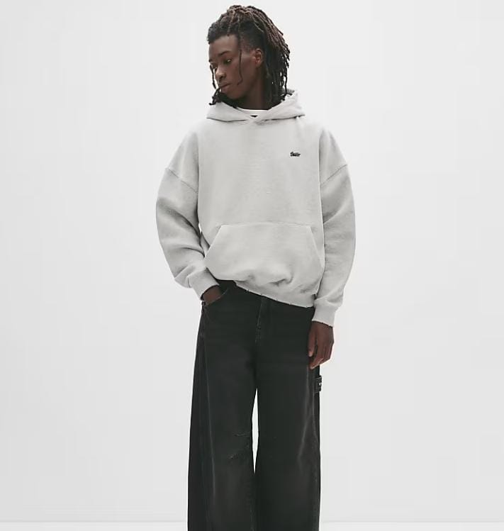 Pull&Bear STWD embroidered logo hoodie in grey