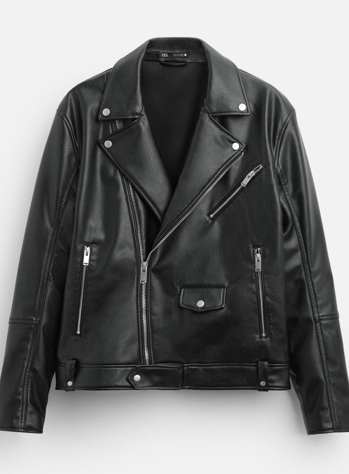 Zara men's faux leather biker jacket