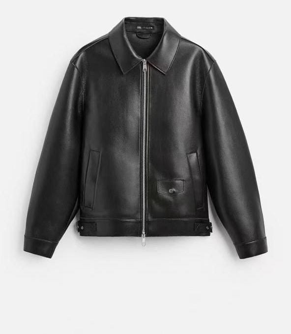 black Zara faux leather jacket.